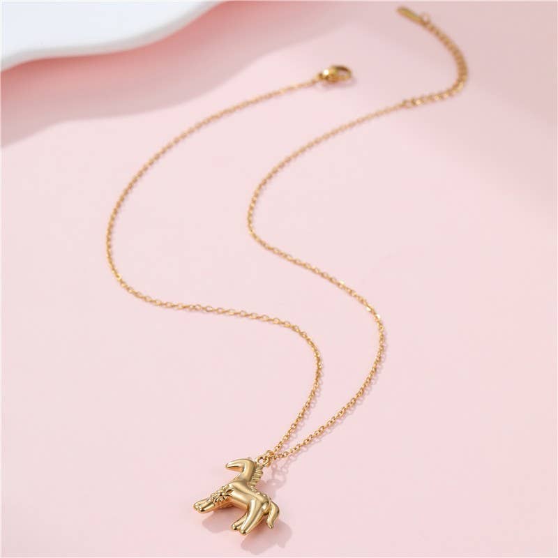 Stainless Steel Ridge Horse Necklace