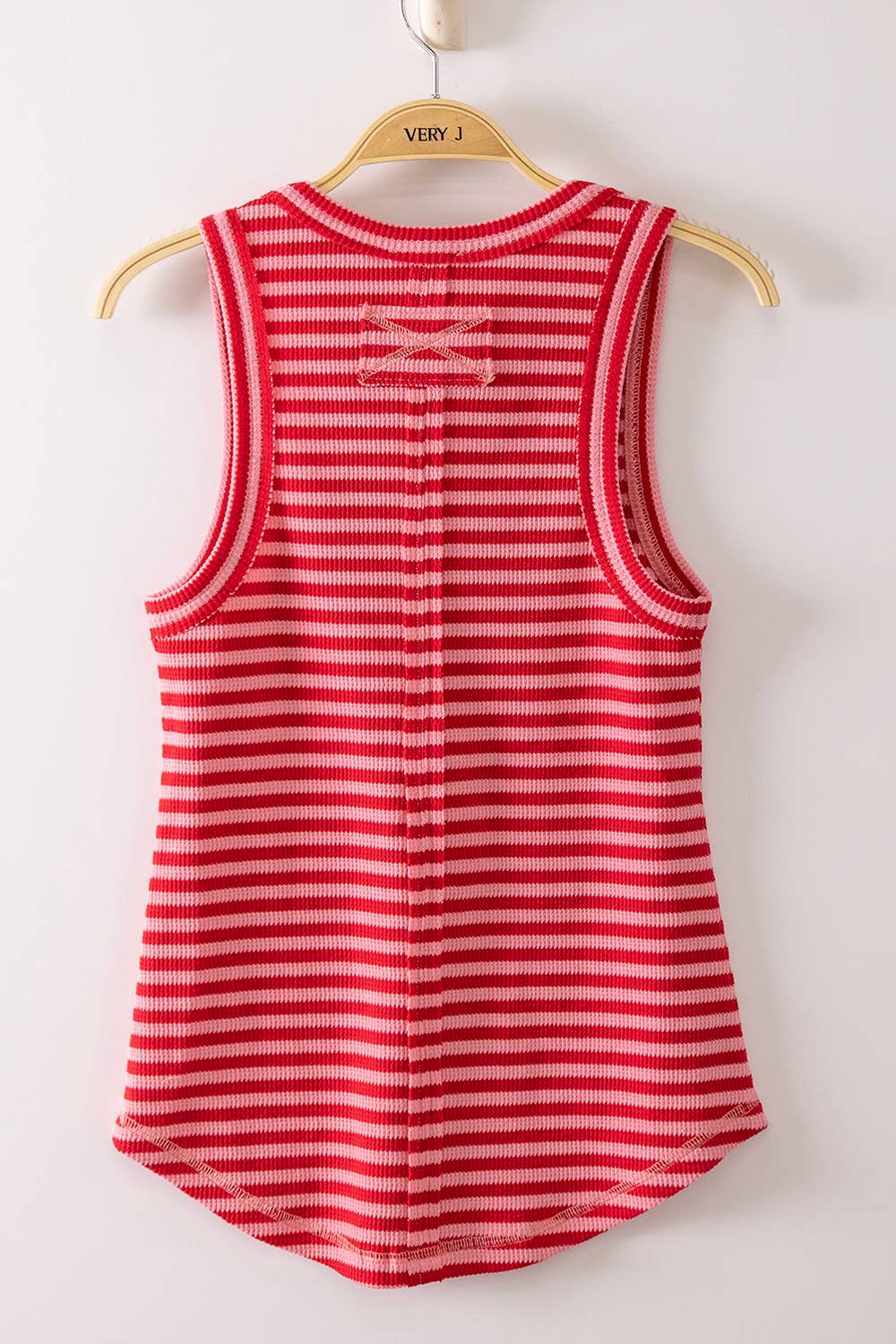Striped Button Down Fitted Tank Top