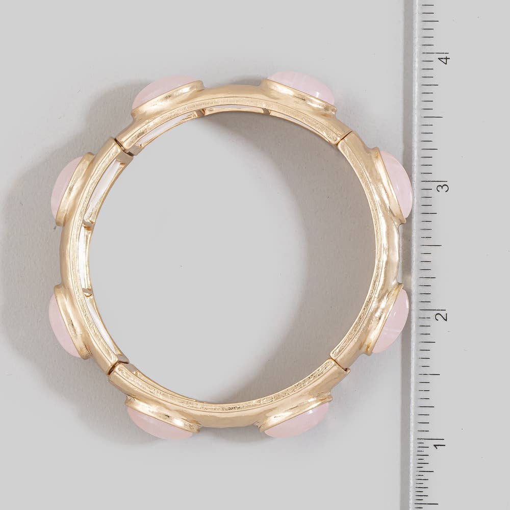 Oval Cabochon Stone Stretch Bangle Bracelet