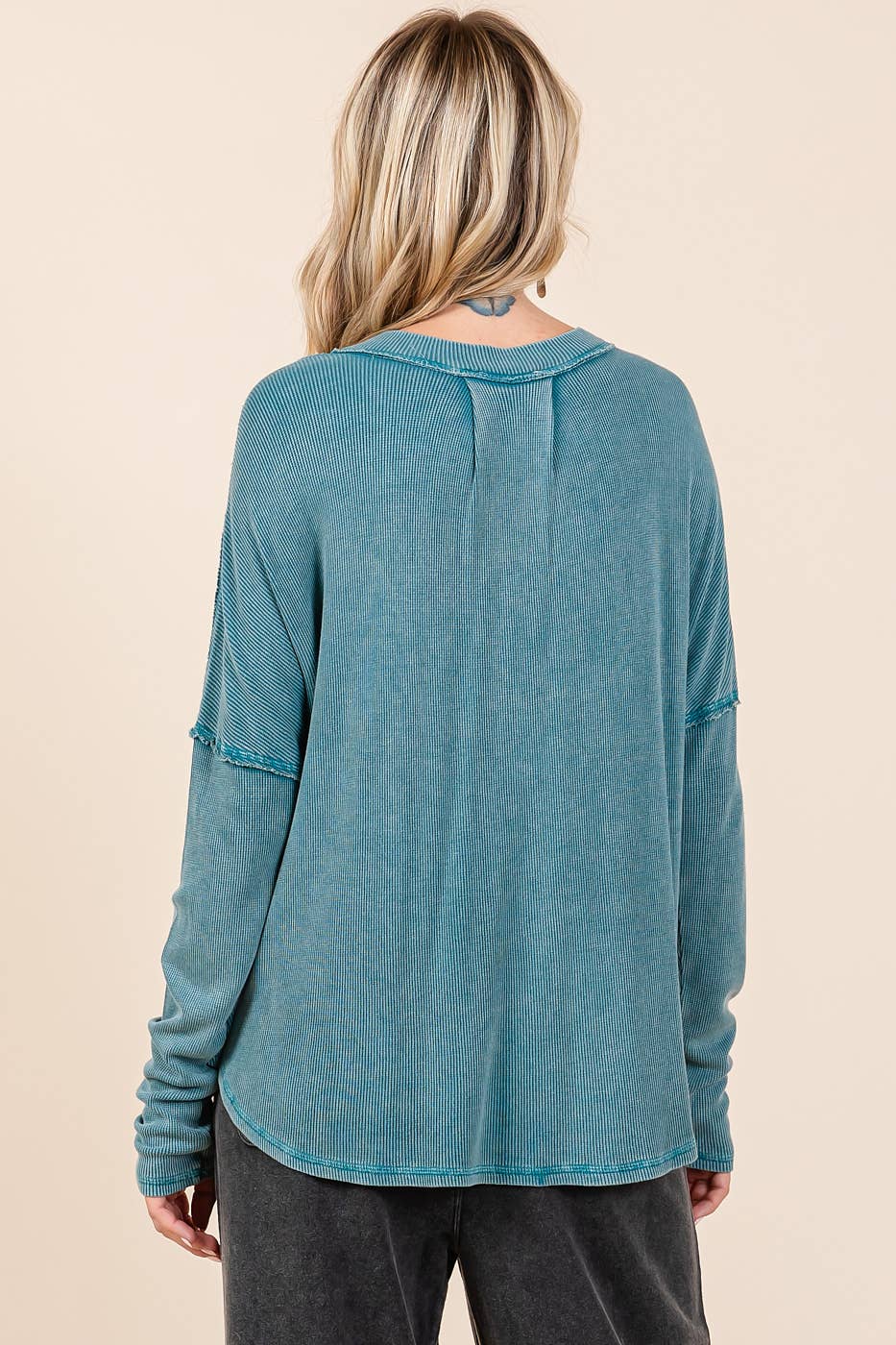 Mineral Wash V Neck Henley