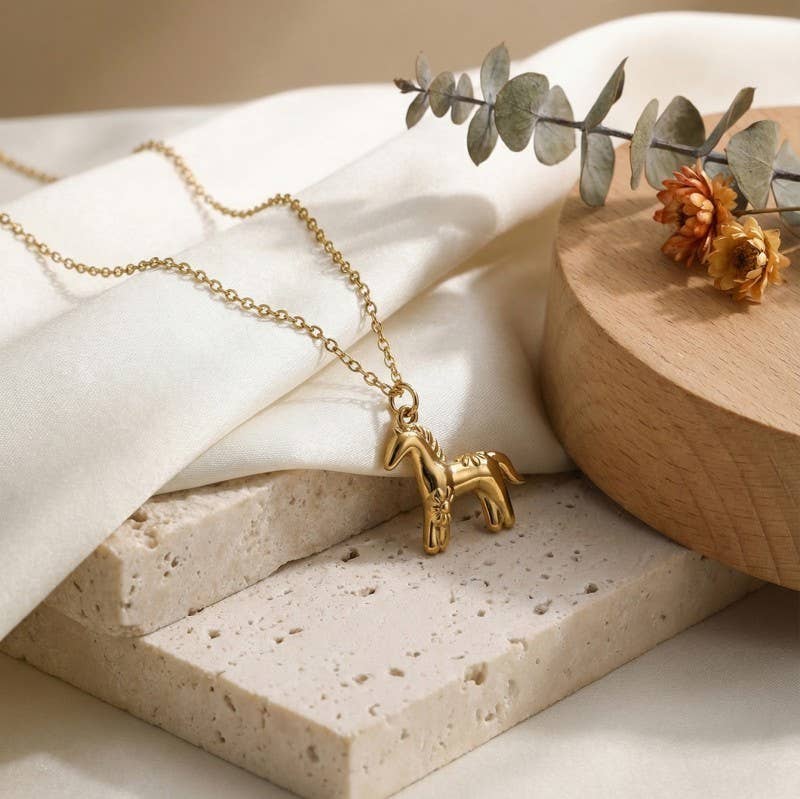 Stainless Steel Ridge Horse Necklace