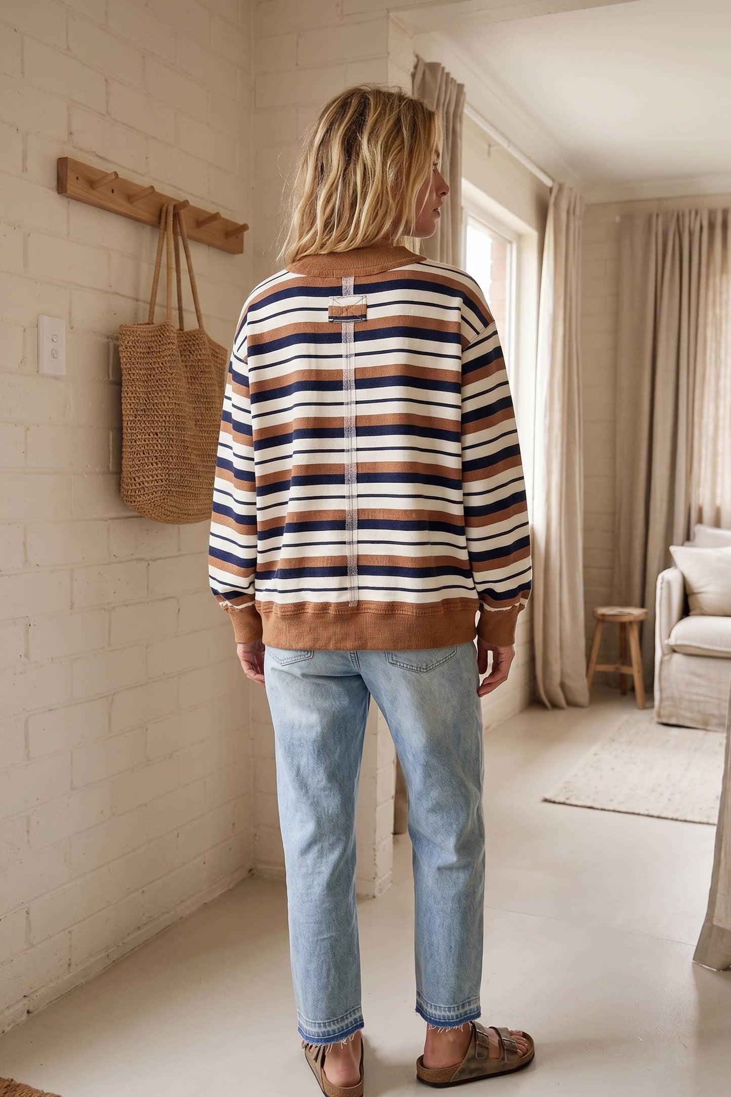 Oversized French Terry Striped Sweatshirt