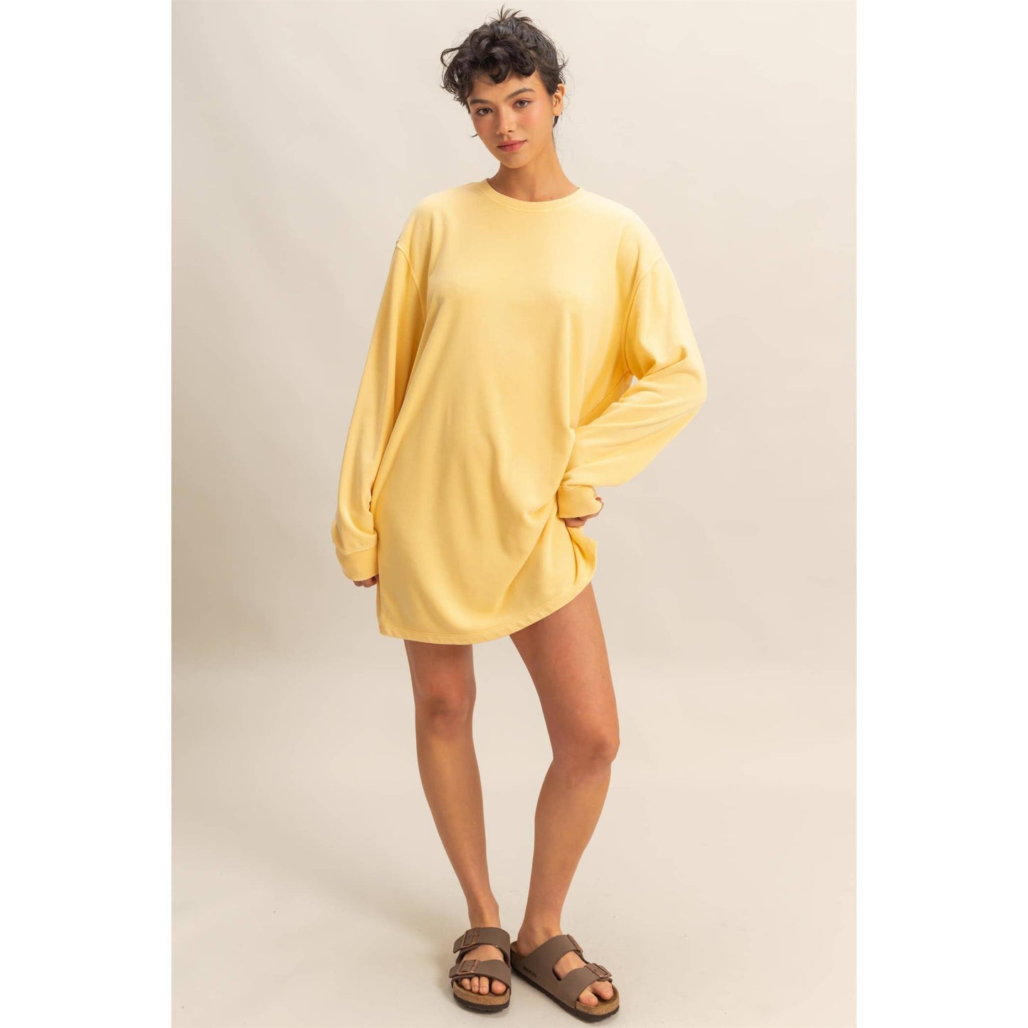 Long Sleeve Oversized Mini Dress Crewneck