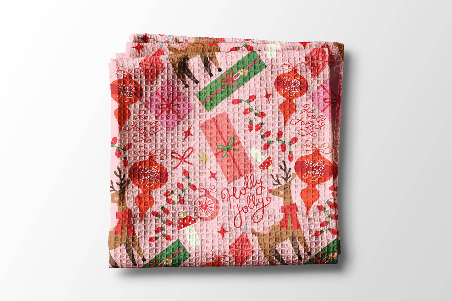 Christmas Retro Kitchen Tea Towel Waffle