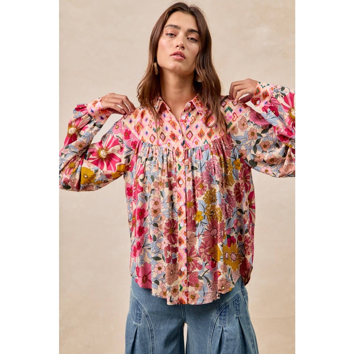 Floral Print Mix and Match Blouse