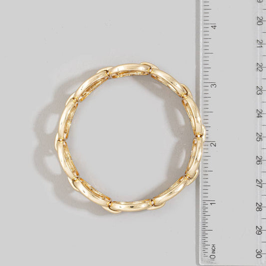 Polished Oval Chain Link Stretch Bracelet