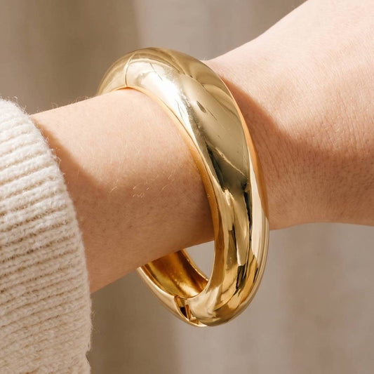 Chunky Dome Sculptural Hinged Bangle Bracelet