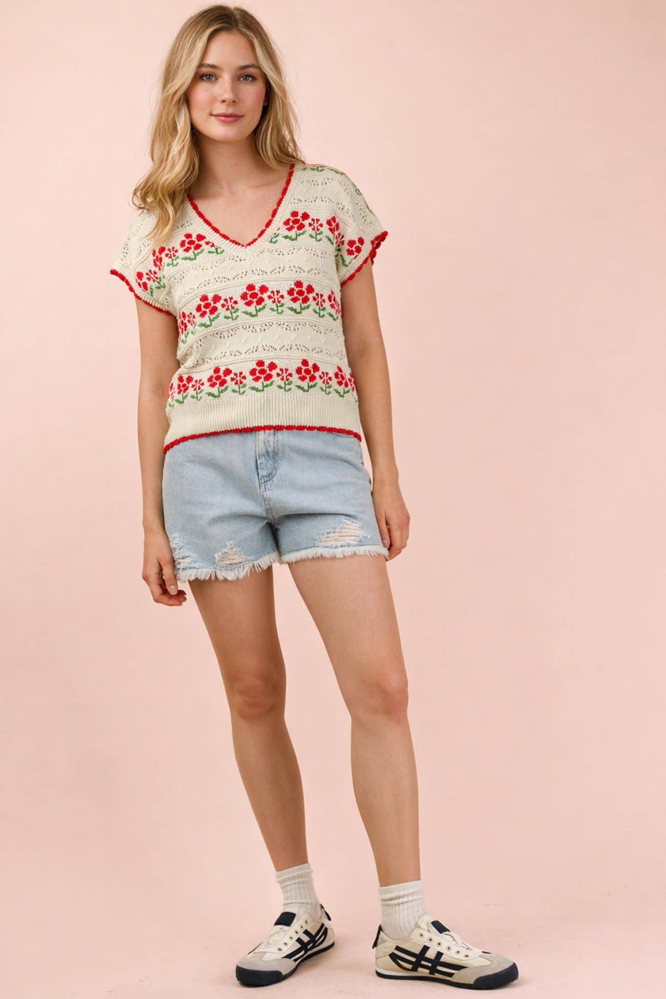 Floral Graphic Knit Sweater Vest