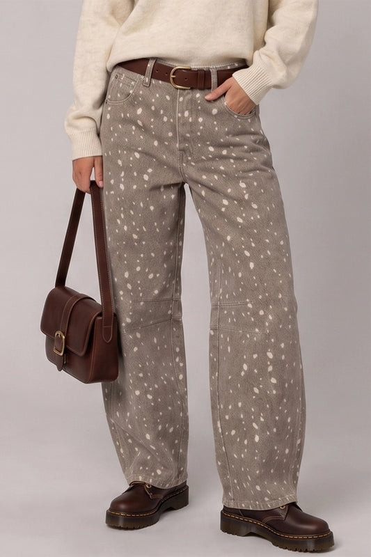Allover Print Barrel Pants