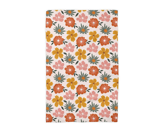 Boho Floral Fall Leaves Foliage Kitchen Towel