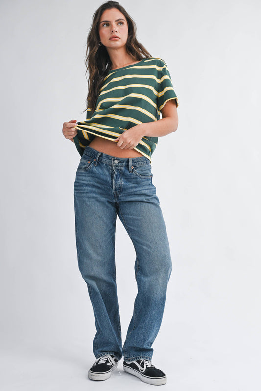 Striped Boxy Short Sleeve Tee