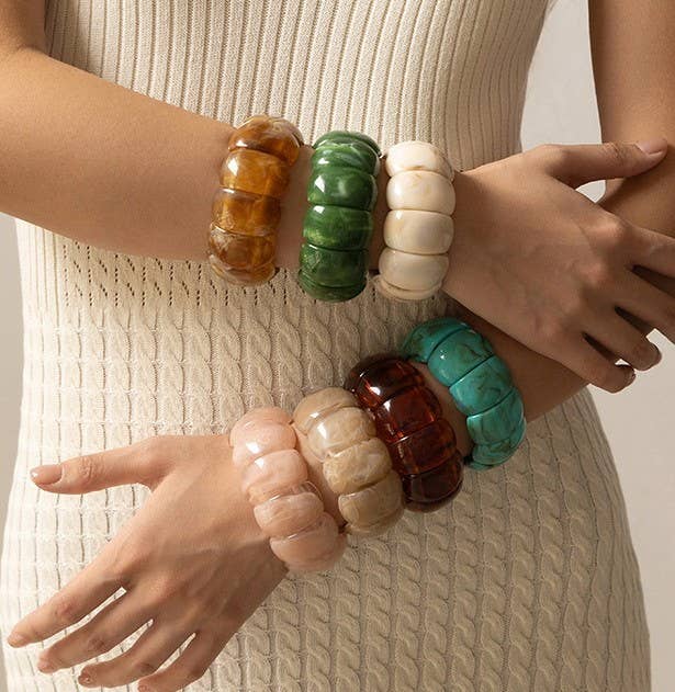 Color-Block Acrylic Stretch Cord Bracelet