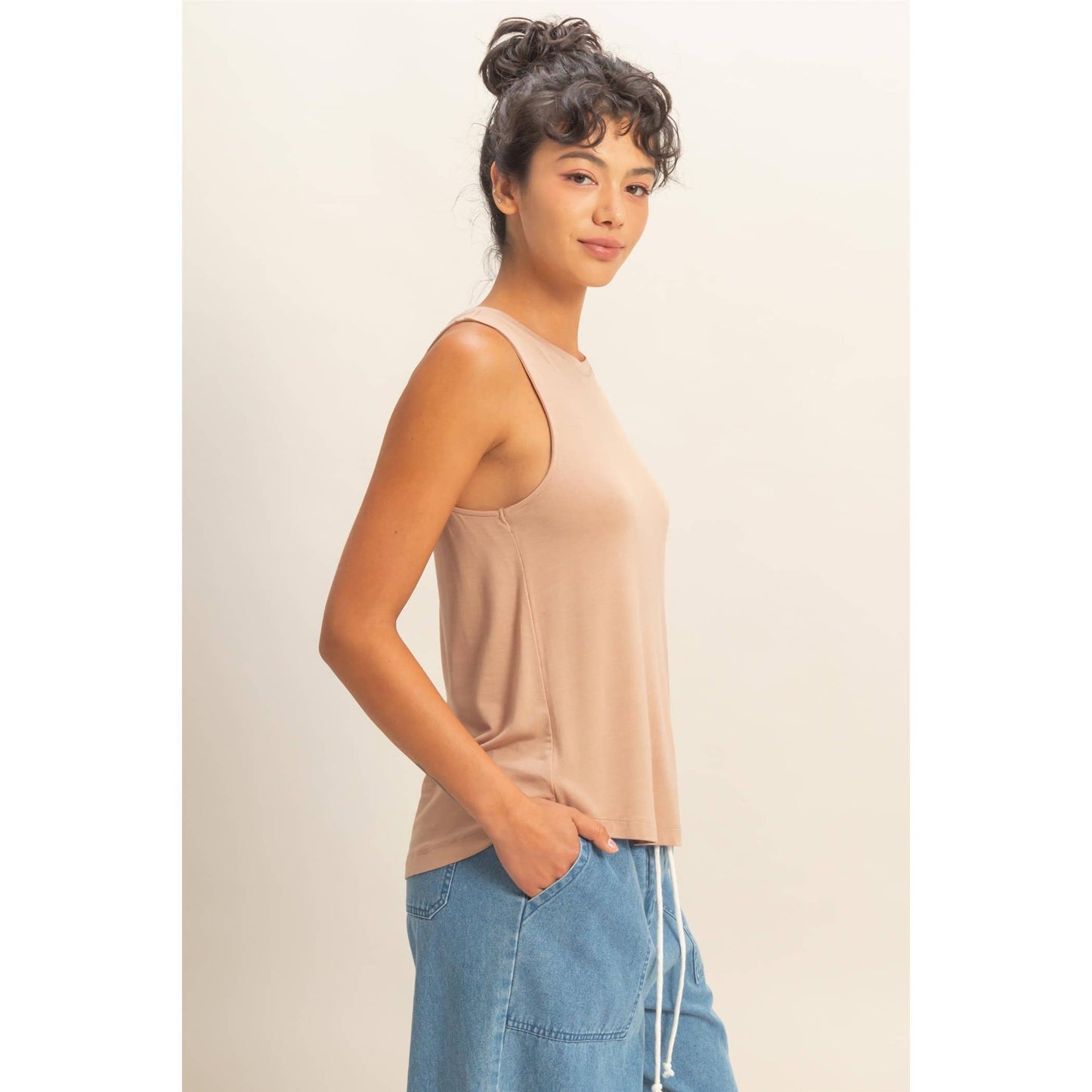 Crew Neck Rayon Tank Top
