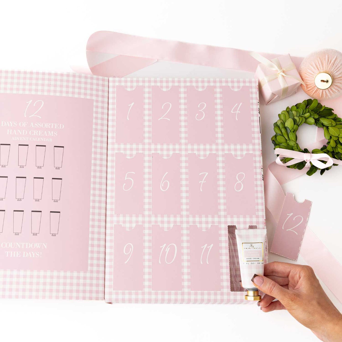 Sugarplum Gingham 12-Day Hand Cream Advent Calendar