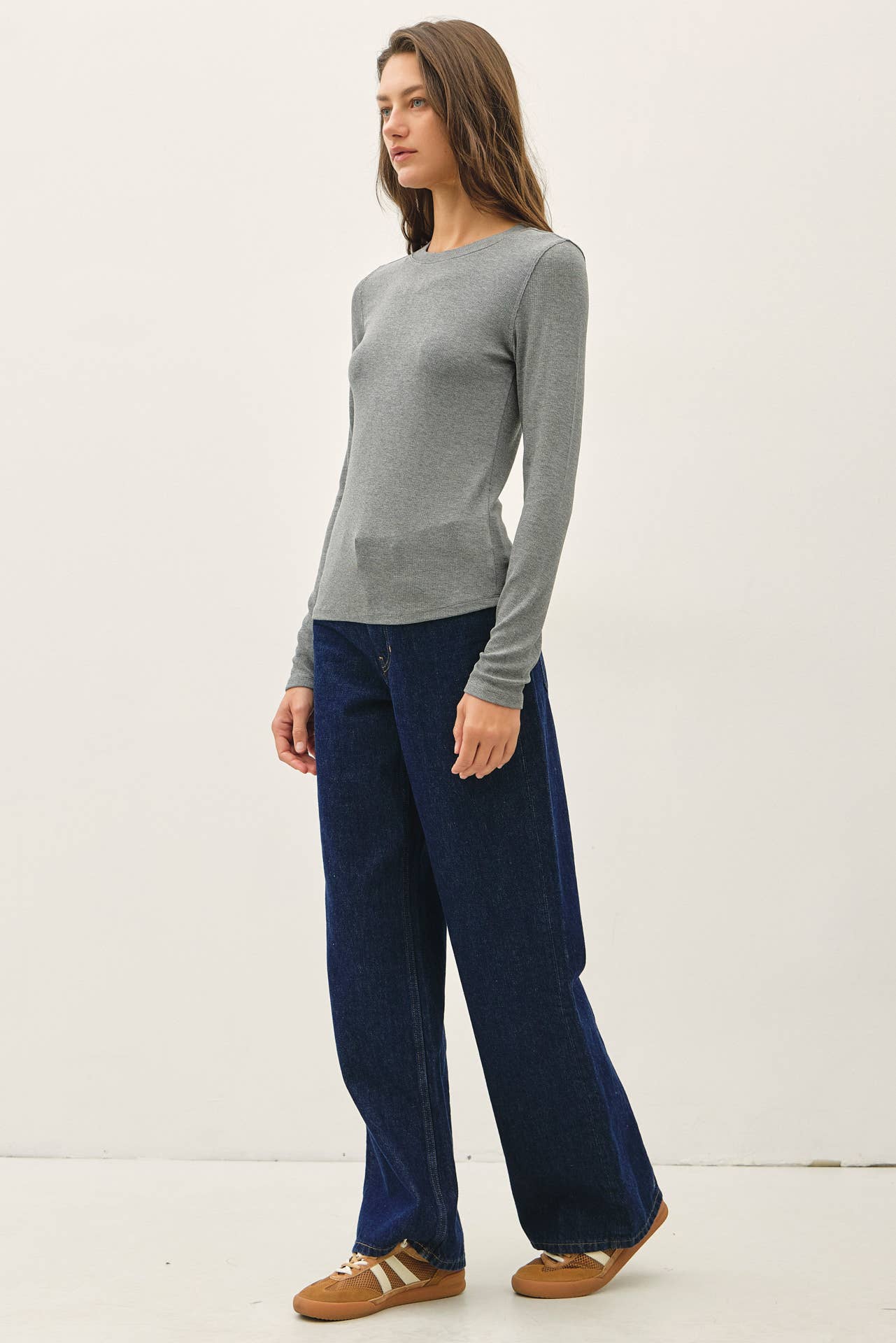 Ribbed Long Sleeve Crew Neck