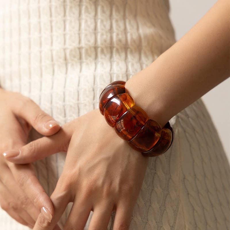 Color-Block Acrylic Stretch Cord Bracelet