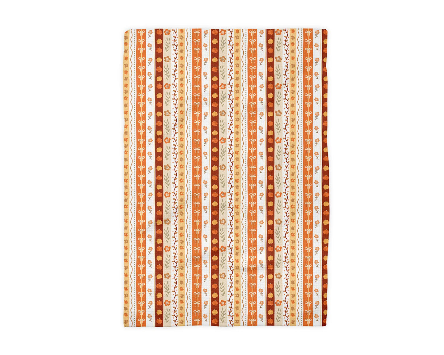 Fall Floral Stripe Kitchen Towel Waffle