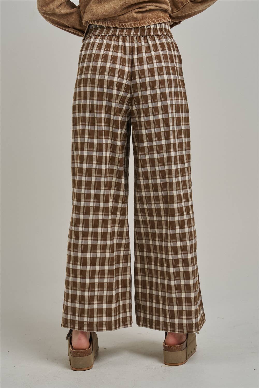 Fall Plaid Boho Wide Leg Pants