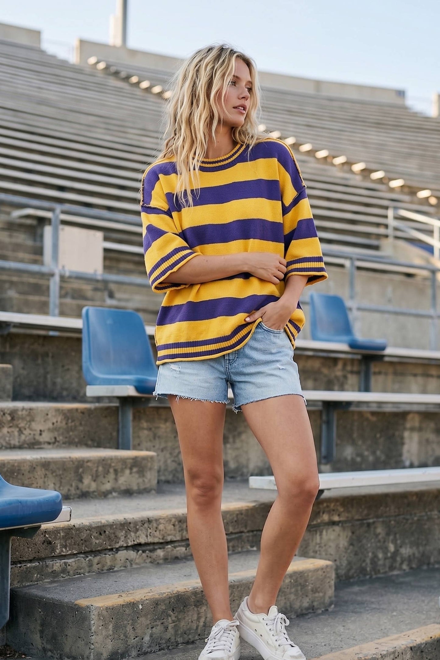 Gameday Stripe Knit Oversized Top