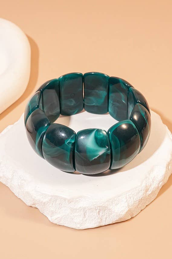Color-Block Acrylic Stretch Cord Bracelet