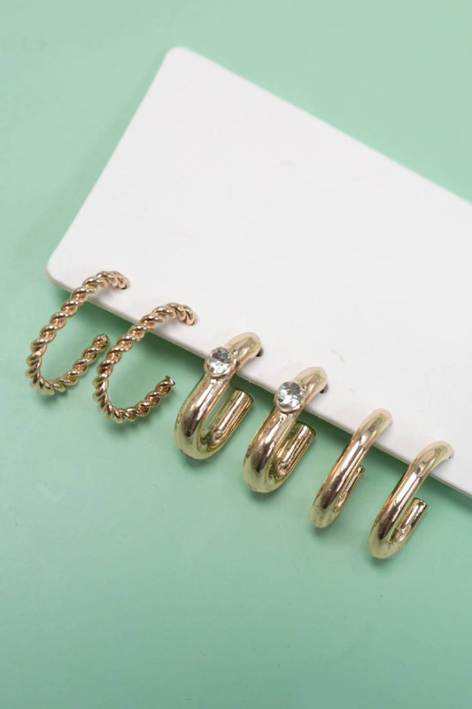 Trio Huggie Hoop Titanium Post Earrings
