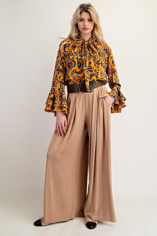 Easel Printed Mirabelle Satin Blouse