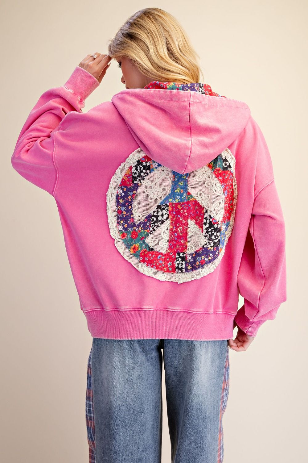 Peace Patch Washed Terry Hooded Pullover