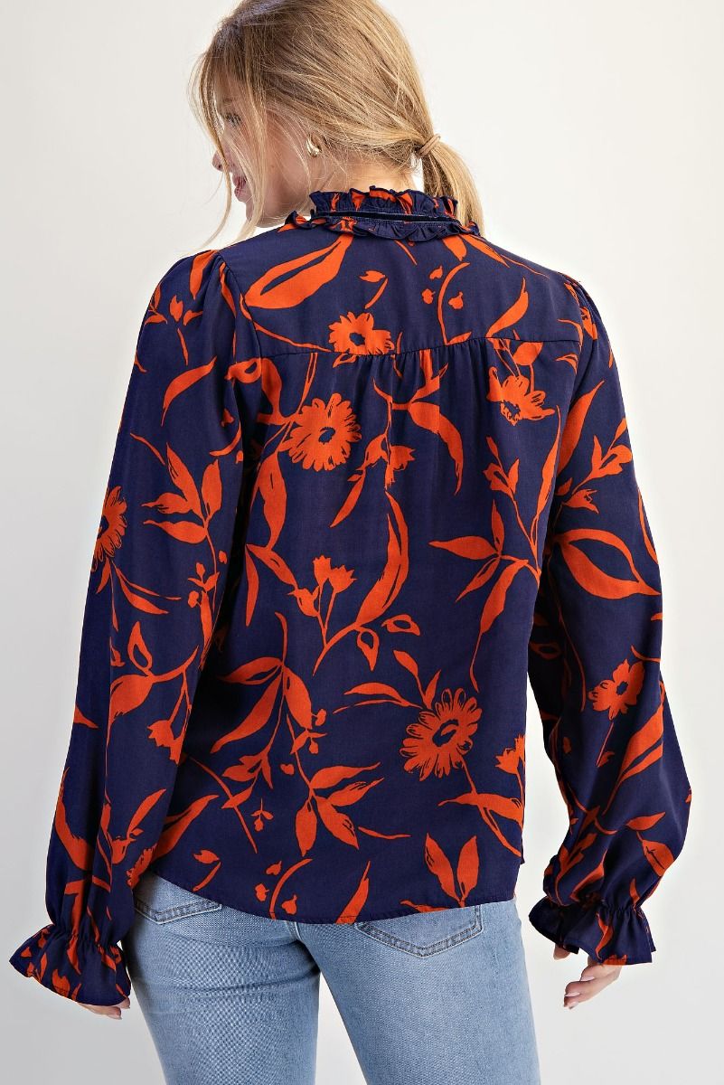 Floral Printed Wool Peach Woven Top