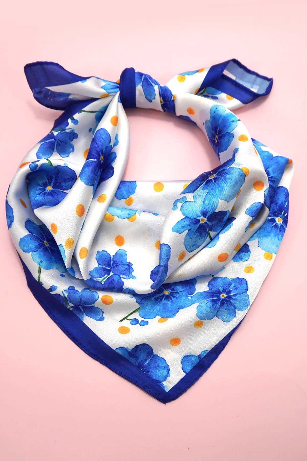 Delicate Floral Silk Finish Bandana Scarf