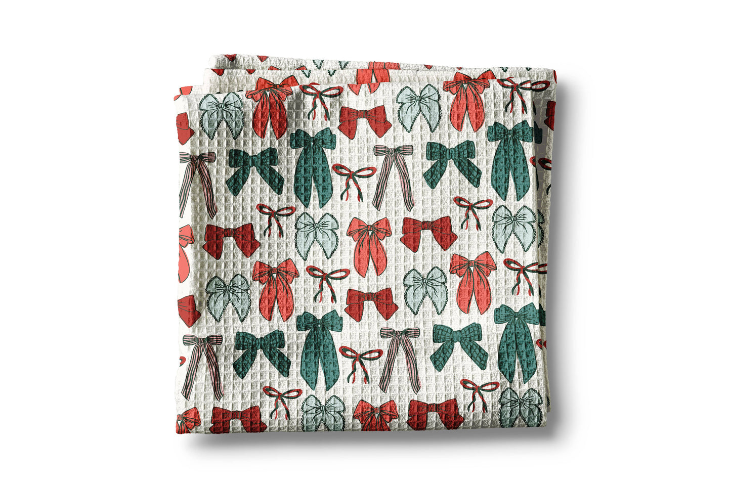 Bow Christmas Kitchen Towel Waffle