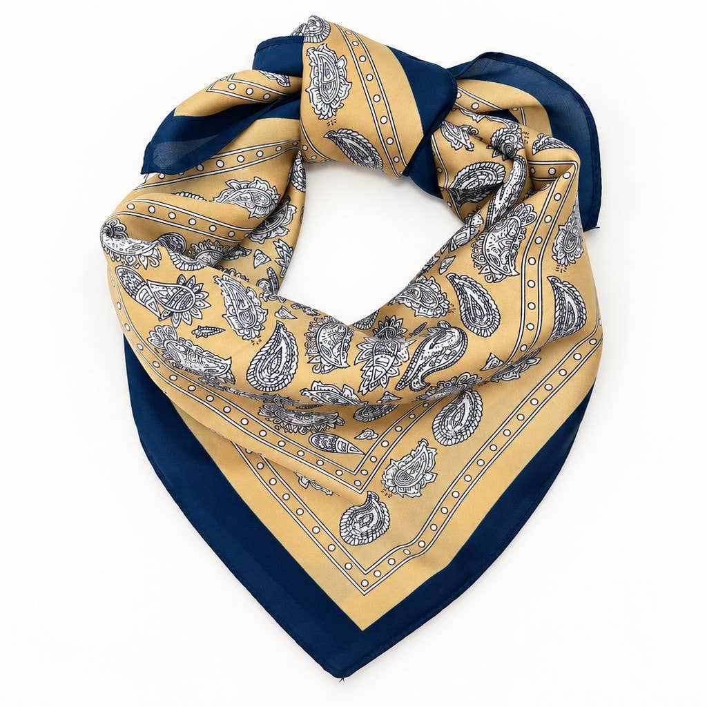 Oversized Paisley Border Print Square Scarf