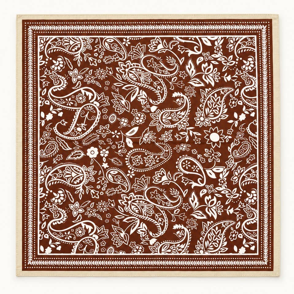 Classic Paisley Floral Printed Satin Square Scarf