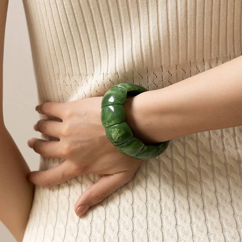 Color-Block Acrylic Stretch Cord Bracelet