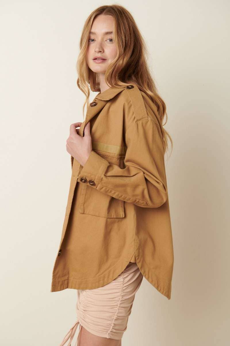 Chest Pocket Epaulet Utility Jacket-Bronze