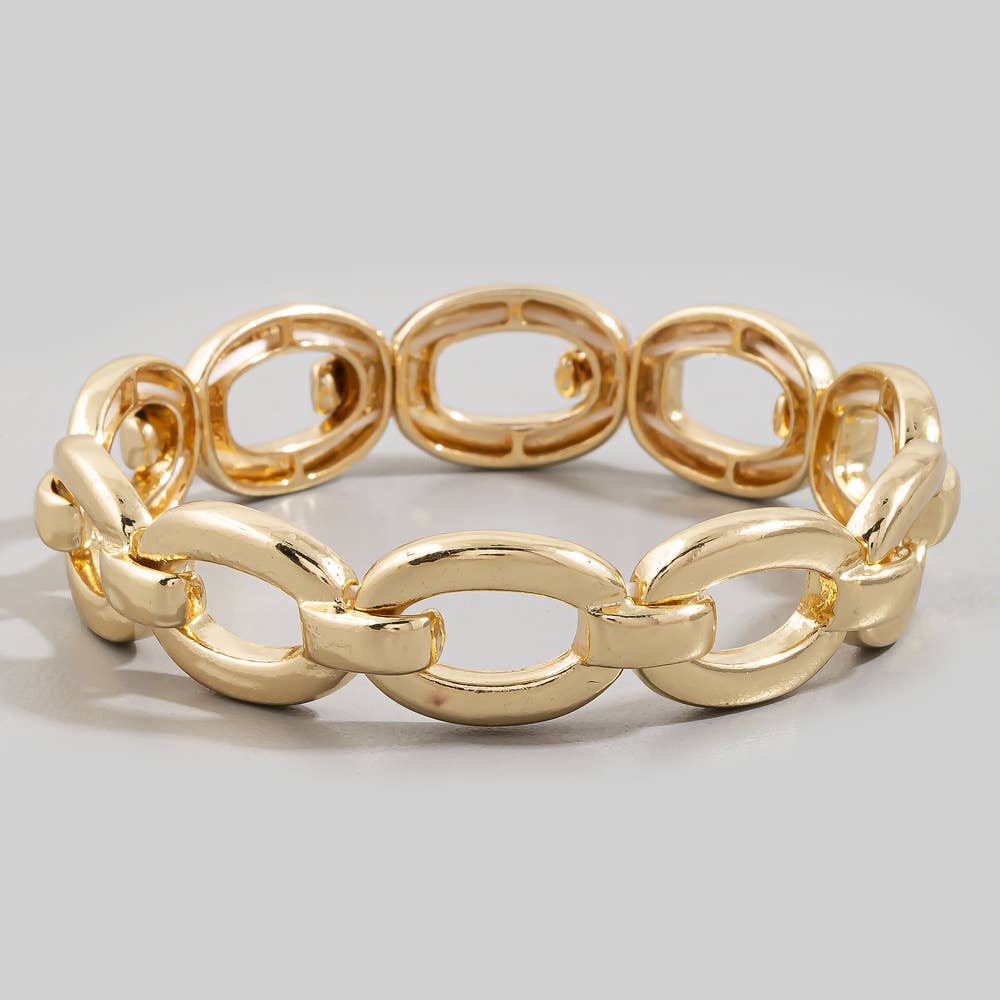 Polished Oval Chain Link Stretch Bracelet