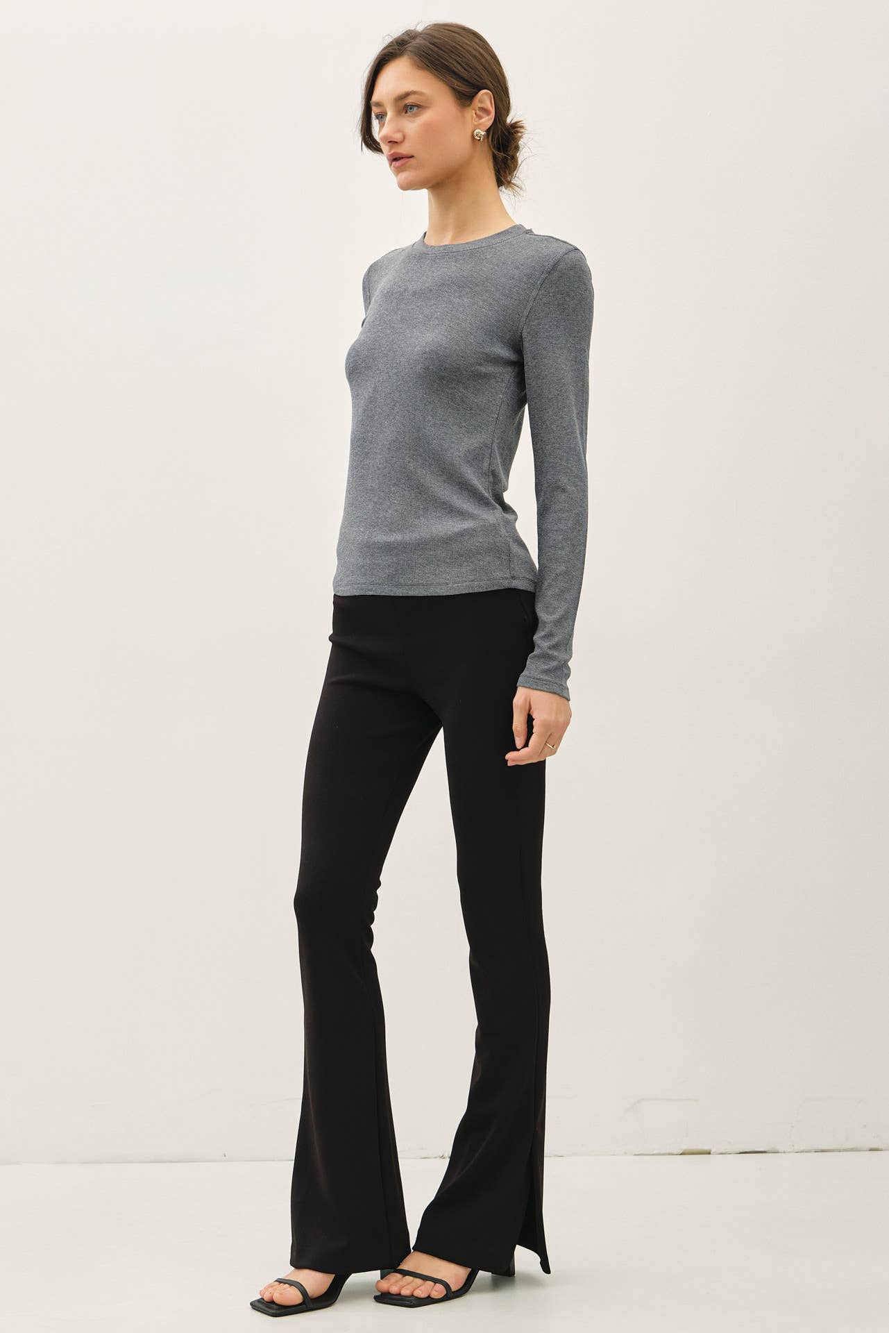 Ribbed Long Sleeve Crew Neck
