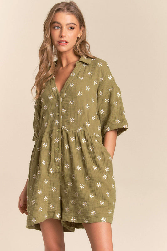 Flower Fields Gauze Romper