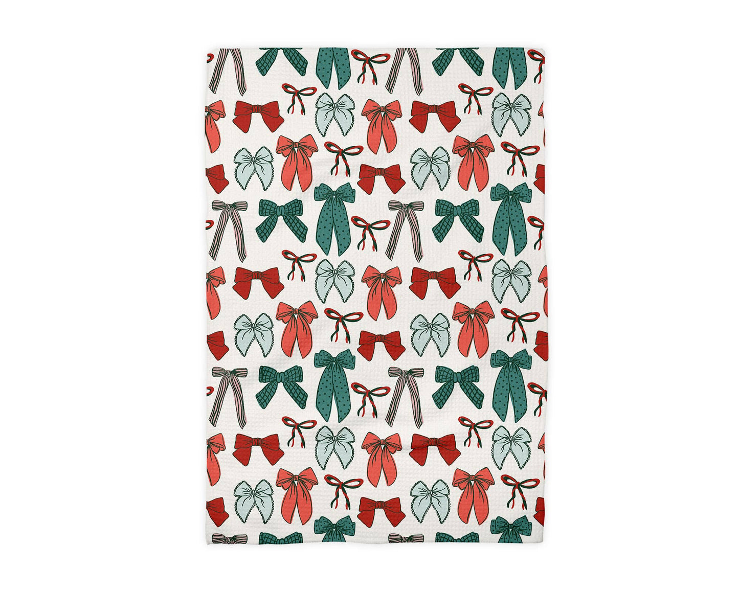 Bow Christmas Kitchen Towel Waffle
