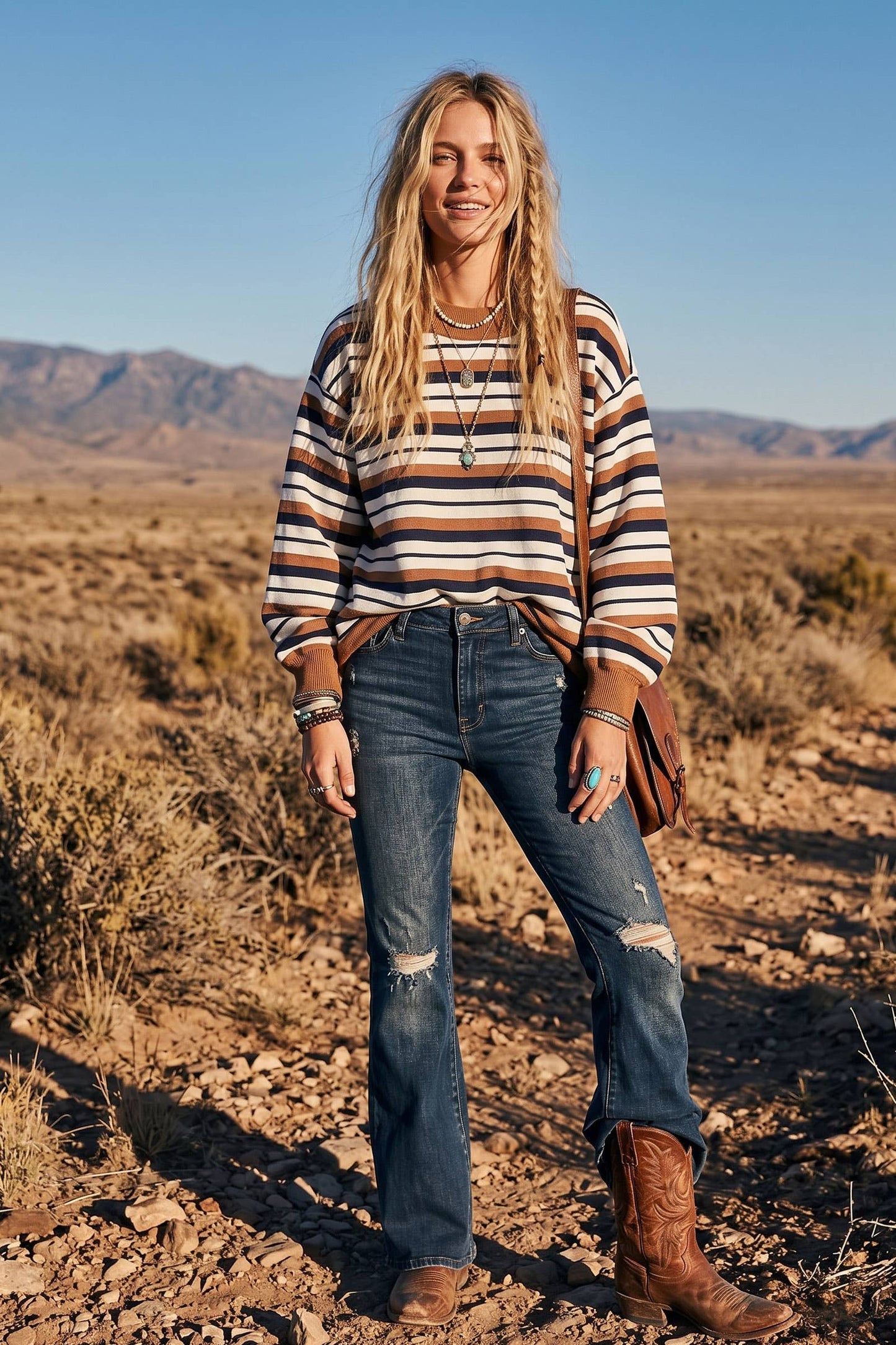 Oversized French Terry Striped Sweatshirt