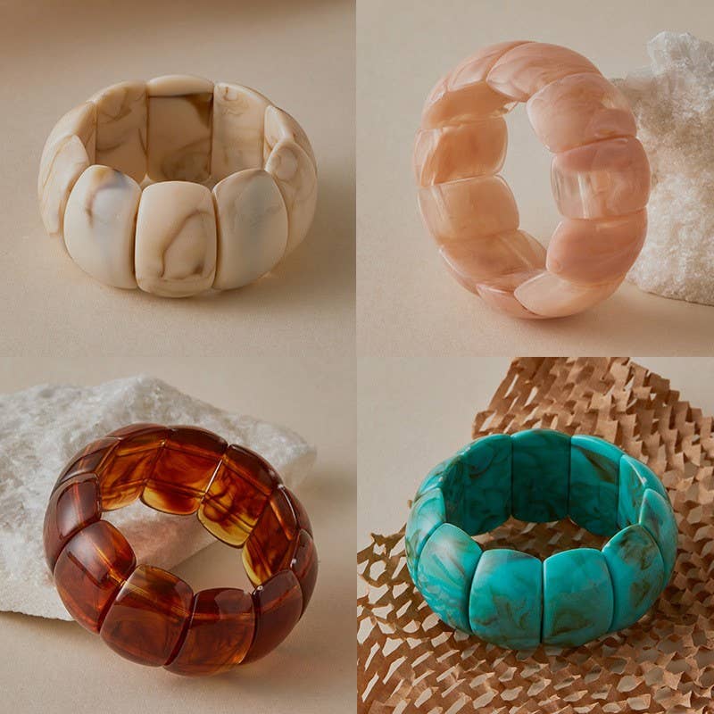 Color-Block Acrylic Stretch Cord Bracelet