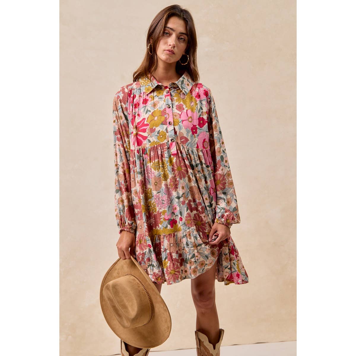 Floral Print Shirt Dress